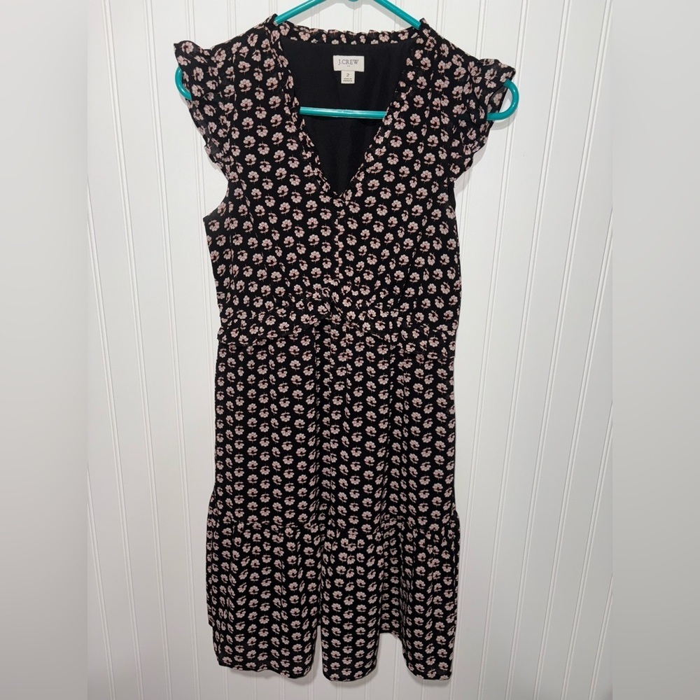 J. Crew Black and Pink Floral Women's Dress| Size 2